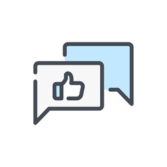 Poster - Customer feedback color line icon. Chat and Message with thumb up vector outline colorful sign.