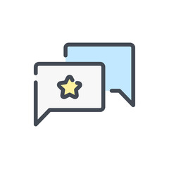 Poster - online customer feedback color line icon. chat and message with star vector outline colorful sign.