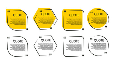 Quote box frame, speech bubbles templates and communication quote frames