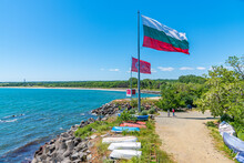 Bulgarian And Turkish Flags Near Rezovo Village In Bulgaria