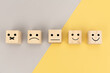 Customer can choose a happy face.  Service, Survey, rate, feedback communication concept