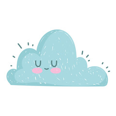 Poster - cute cartoon cloud weather white background