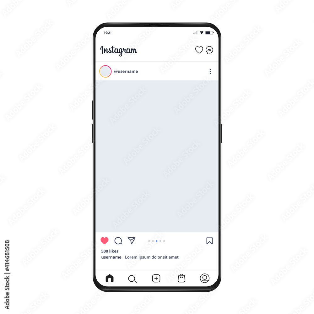Instagram post template on Smartphone vector illustration. Perfect ...
