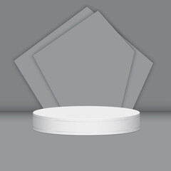 Wall Mural - Abstract background with white empty podium for product display or awards. 3d platform. Empty podium scene. Vector illustration.