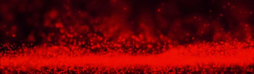 Wall Mural - Particles light over black background. Abstract dark glitter fire particles lights.