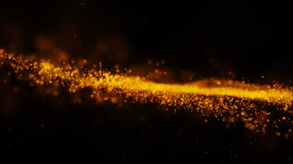 Wall Mural - Particles light over black background. Abstract dark glitter fire particles lights.