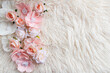 newborn digital background with pink flowers and fir backdrop