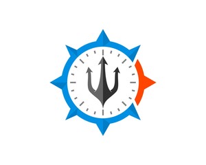 Sticker - Nautical compass with trident inside