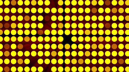 Poster - Computer generated bright flood lights background with gold glow round particles. 3d rendering of disco screen