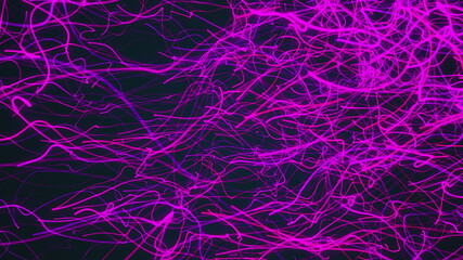 Poster - Many chaotic color neon flowing strings. Computer generated abstract background, 3d render