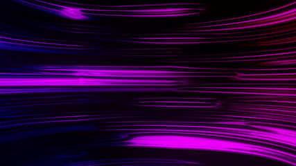 Poster - Horizontal liquid neon lines shimmer in a smooth bend. Abstract computer generated background, 3d rendering