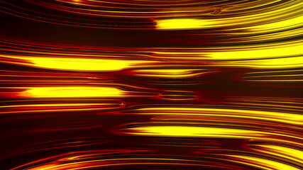 Poster - Horizontal liquid neon lines shimmer in a smooth bend. Abstract computer generated background, 3d rendering