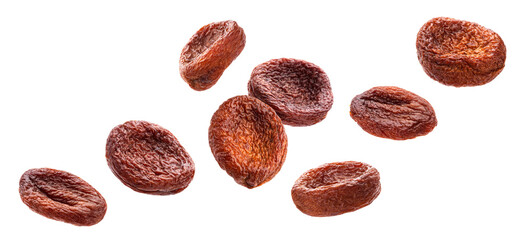 Wall Mural - Sun dried apricots isolated on white background