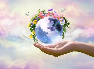 earth day or world environment day concept. save our planet, restore and protect green nature, susta