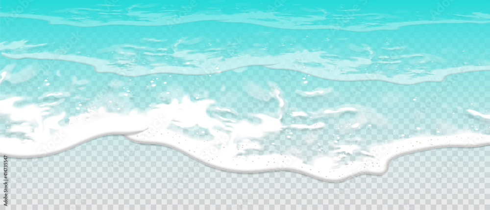 Summer background. Transparent sea wave.  3D vector. High detailed realistic illustration. - obrazy, fototapety, plakaty 