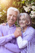 © aletia2011 - portrait of beautiful senior couple by lilacs   in the park