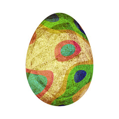 Wall Mural - GoldEaster Egg. Golden egg decorated with foil with iridescent liquid paints with abstract patterns of red, green mint colors. Decorative element, symbol of the holiday