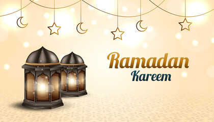 Wall Mural - Ramadan Kareem background with islamic lights