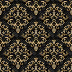 Wall Mural - Baroque golden elements seamless pattern. Gold texture