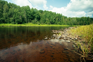 Poster - View of the river in the summer in the north of Russia.