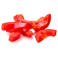 Poster - Red sweet bell pepper sliced strips isolated on white background cutout