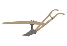 Old And Primitive Wooden Plow