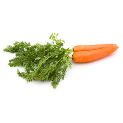 Sticker - Carrot vegetable with leaves isolated on white background cutout