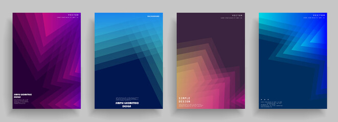 Fototapete - Abstract geometric pattern background for brochure cover design. Blue, yellow, red, orange, pink and green vector banner template