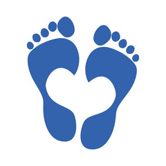 blue footprints making a heart, colorful design