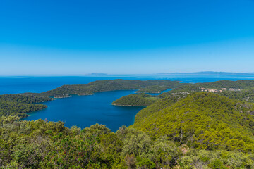 Sticker - Aerial view of Veliko jezero at Mljet national park in Croatia