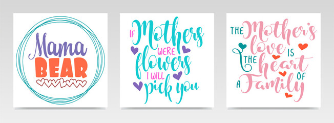 Wall Mural - Mother Day's quotes letter typography set illustration.
