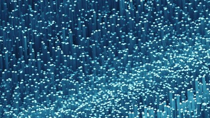 Blue Abstract bars Background. Bars pattern wall. 3D rendering. Projection Mapping element with moving cubic surface. 4k Seamless loop