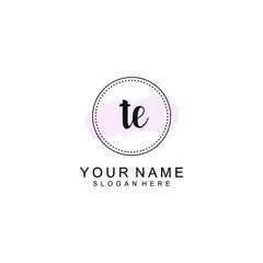 TE Initial handwriting logo template vector