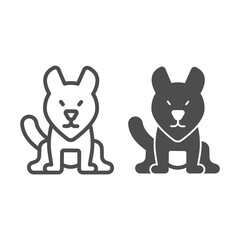 Poster - Watchdog line and solid icon, domestic animals concept, dog pet sign on white background, dog silhouette icon in outline style for mobile concept and web design. Vector graphics.