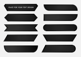Vector video headline title or television news bar design with black metal patterns texture steel background