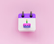 simple icon. calendar with cake. birthday date concept. 3d rendering