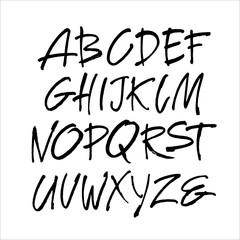 Wall Mural - vector acrylic brush style hand drawn alphabet font. calligraphy alphabet on a white background