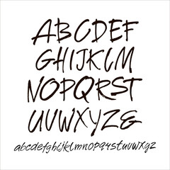 Wall Mural - vector acrylic brush style hand drawn alphabet font. calligraphy alphabet on a white background