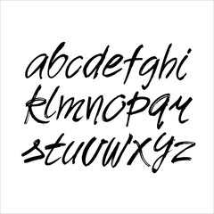 Wall Mural - vector acrylic brush style hand drawn alphabet font. calligraphy alphabet on a white background
