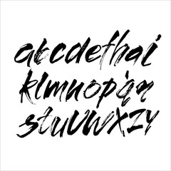 Wall Mural - vector acrylic brush style hand drawn alphabet font. calligraphy alphabet on a white background