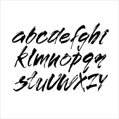 Wall Mural - vector acrylic brush style hand drawn alphabet font. calligraphy alphabet on a white background