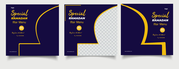 special ramadan iftar menu social media instagram post template.