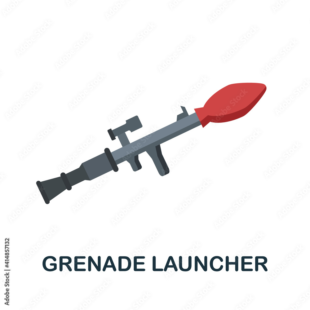 Grenade Launcher flat icon. Color simple element from weapon collection ...