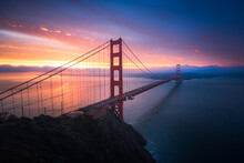 Iconic San Francisco Golden Gate Bridge at Sunrise