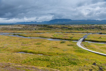 Wall Mural - Landscape of Thingvellir national park in Iceland