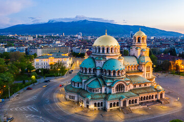 Poster - Aerial view of Alexander Nevski cathedral in Sofia, Bulgaria