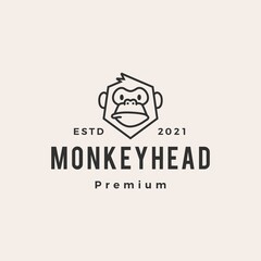 Poster - monkey head hipster vintage logo vector icon illustration