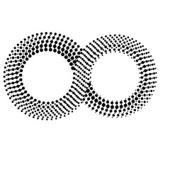 Wall Mural - Infinity Symbol .Vector Curved Halftone Dots . Design Element . Black Painted Stripes . Used as Banner . Template , endless Logo .