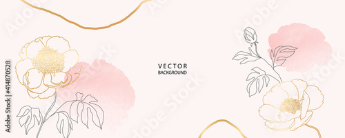 minimal background in pink flowers and tropical summer leaf © babeer