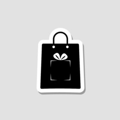 Wall Mural - Shopping bag with gift box sticker icon